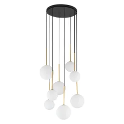 Hängelampe Kugelschirm Schwarz Weiß Gold 8x G9 Glas