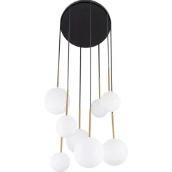 Hängelampe Kugelschirm Schwarz Weiß Gold 8x G9 Glas