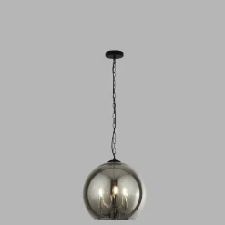 Hängelampe Kugelschirm Schwarz Rauchgrau E14 D: 35 cm