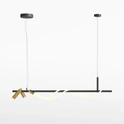 Hängelampe LED Aluminium in Schwarz Gold länglich YARA