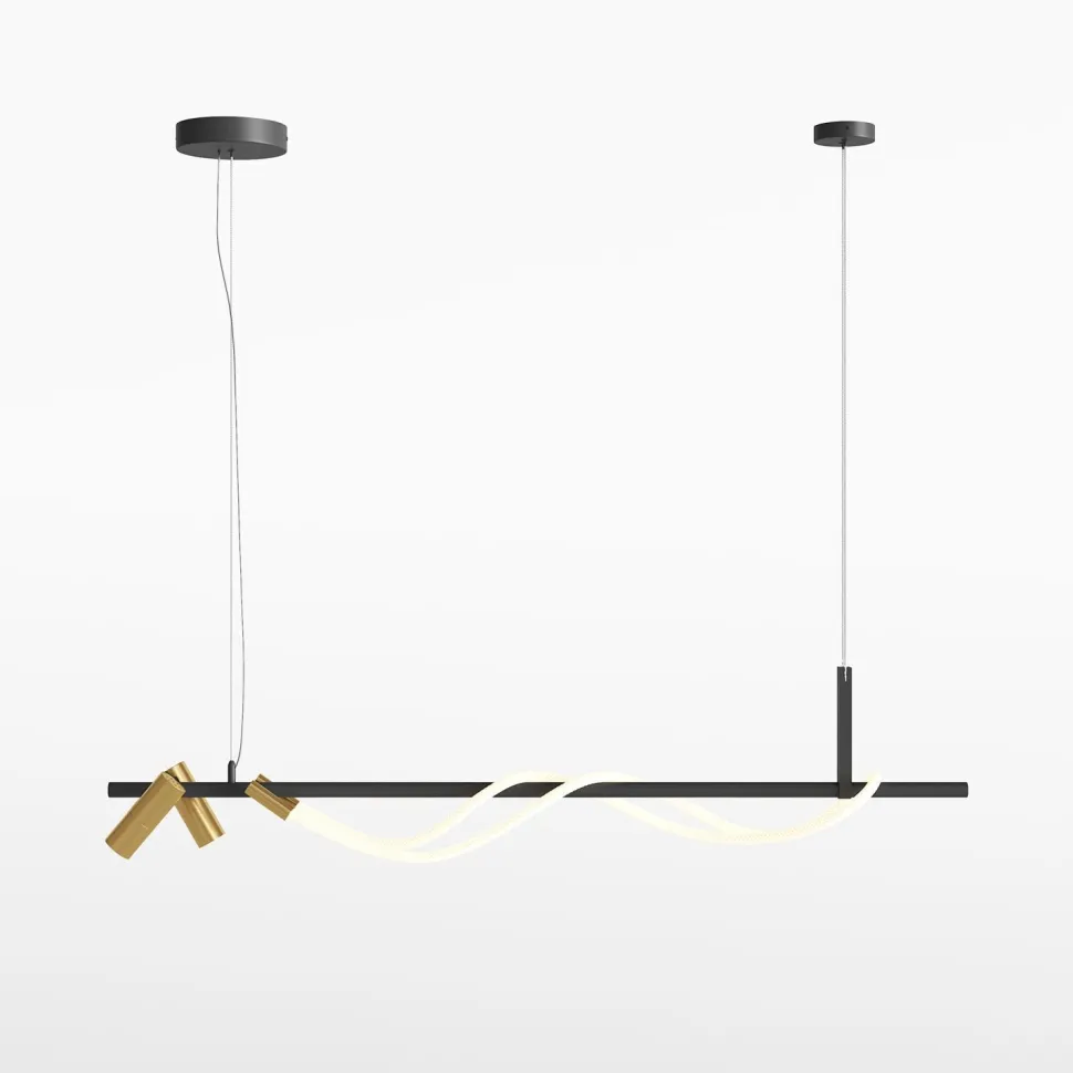 Hängelampe LED Aluminium in Schwarz Gold länglich YARA