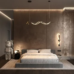 Hängelampe LED Aluminium in Schwarz Gold länglich YARA