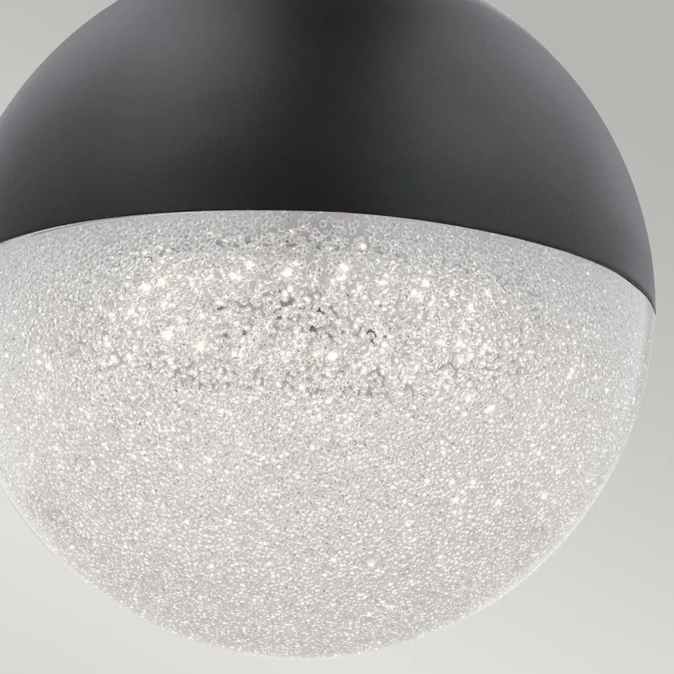 Hängelampe LED rund D: 20 cm Kugelschirm Schwarz