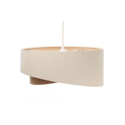 Hängelampe Leinen E27 rund Ø 50 cm Creme Beige wohnlich