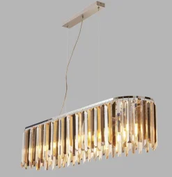 Hängelampe länglich B: 100 cm E14 Kristall Metall Jugendstil