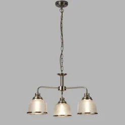 Hängelampe Messing antik Klar Ø 56 cm Metall Glas 3x E27