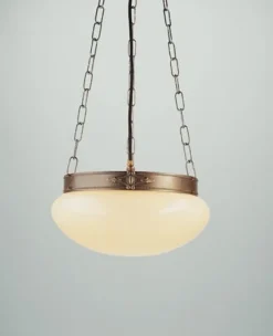 Hängelampe Messing Glas Elfenbein blendarm E27 Ø30 cm