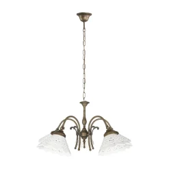 Hängelampe Messing Keramik in Weiß Bronze Antik 5x E27