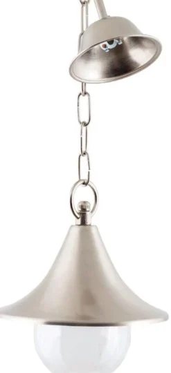 Hängelampe Messing wetterfest in Nickel VOLOS