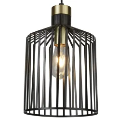 Hängelampe Metall Ø 22 cm in Schwarz Messing E27