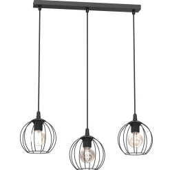 Hängelampe Metall Draht Schwarz E27 3-flammig L:61 cm