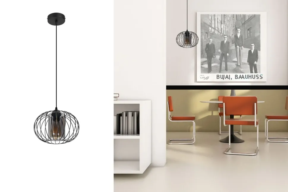 Hängelampe Metall E27 Ø25 cm Schwarz blendarm Retro