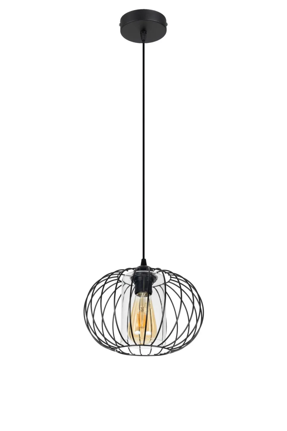 Hängelampe Metall E27 rund Ø25 cm Schwarz Retro Design