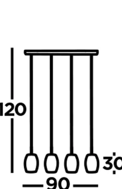 Hängelampe Metall 4-flammig Schwarz Gold B: 90 cm E27