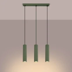 Hängelampe Metall 3-flammig GU10 B: 45 cm in Grün Modern