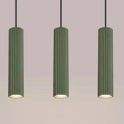 Hängelampe Metall 3-flammig GU10 B: 45 cm in Grün Modern