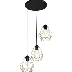 Hängelampe Metall 3-flammig Retro dekorativ Gold Schwarz