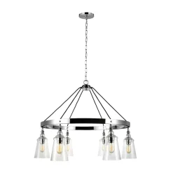 Hängelampe Metall Glas Ø 94,3 cm H: max. 235 cm 6x E27