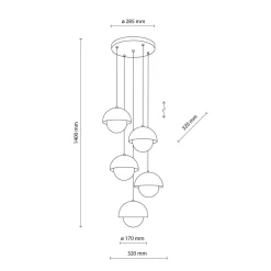 Hängelampe Metall Glas G9 H: max. 1,4 m Beige Weiß 5-flammig