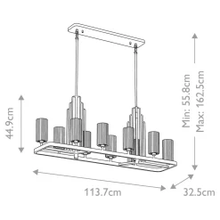 Hängelampe Metall Glas H: max. 162,5 cm Art Déco