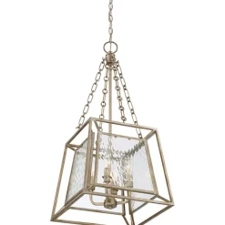 Hängelampe Metall Glas in Gold antik OLAVA