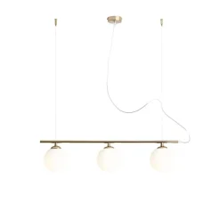 Hängelampe Metall Glas in Gold Weiß 3-flammig blendarm