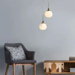 Hängelampe Metall Glas rund D: 15 cm H: max. 153 cm E14