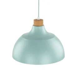 Hängelampe Metall Holz Ø 34 cm rund Mint Grün E27 Retro