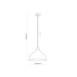Hängelampe Metall Holz Ø 34 cm Retro Beige E27