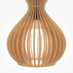 Hängelampe Metall Holz Ø 30 cm rund H: max. 342,5 cm