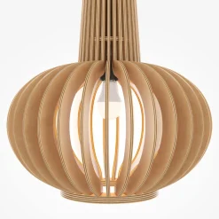 Hängelampe Metall Holz D: 35 cm rund H: max. 340,5 cm