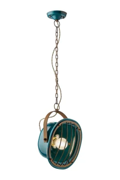 Hängelampe Metall Keramik E27 Braun Petrol Shabby Antik