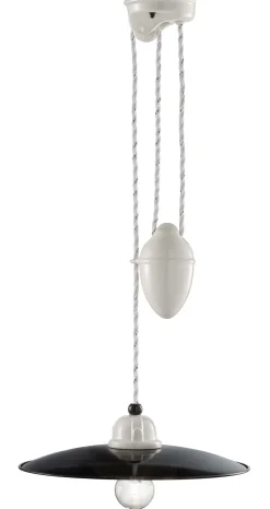 Hängelampe Metall Keramik E27 verstellbar Weiß Schwarz