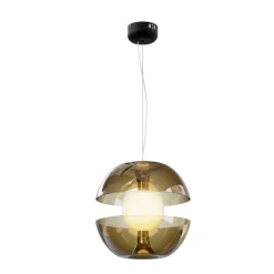 Hängelampe Metall Rauchglas LED Ø 30,2 cm rund in Gold