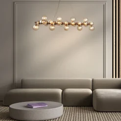 Hängelampe Metall Rauchglas H: max. 133,9 cm G9 Modern