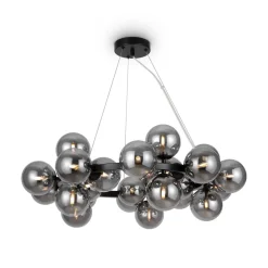 Hängelampe Metall Rauchglas G9 69 cm breit Kugel Schirm