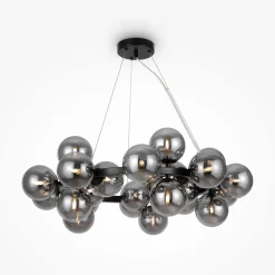 Hängelampe Metall Rauchglas G9 69 cm breit Kugel Schirm