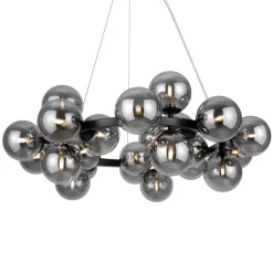 Hängelampe Metall Rauchglas G9 69 cm breit Kugel Schirm