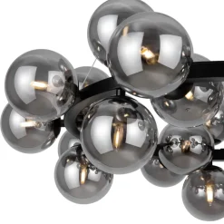 Hängelampe Metall Rauchglas G9 69 cm breit Kugel Schirm