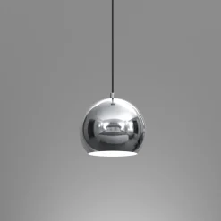 Hängelampe Metall rund Retro Chrom Kugelschirm