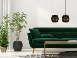 Hängelampe Metall Schwarz Gold E27 50 cm lang 2-flammig