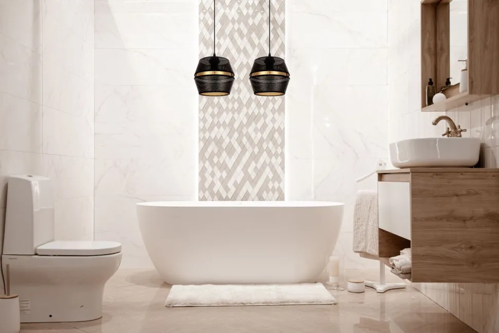 Hängelampe Metall Schwarz Gold E27 50 cm lang 2-flammig