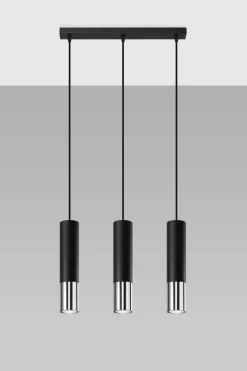 Hängelampe Metall Schwarz Chrom 3-flammig verstellbar