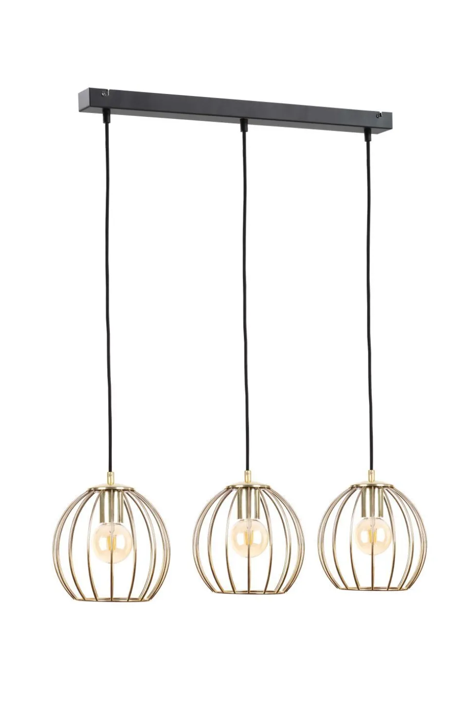 Hängelampe Metall Schwarz Gold L:60cm E27 Retro