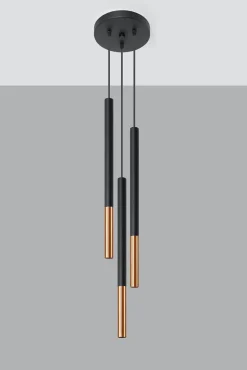 Hängelampe Metall Schwarz Kupfer höhenverstellbar G9