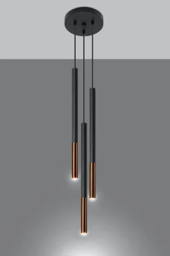 Hängelampe Metall Schwarz Kupfer höhenverstellbar G9