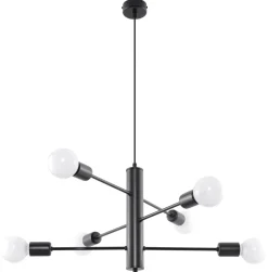 Hängelampe Metall Schwarz 6-flammig E27 Esstisch