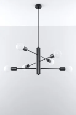 Hängelampe Metall Schwarz 6-flammig E27 Esstisch