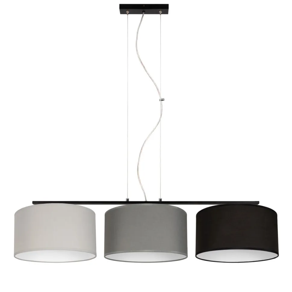 Hängelampe Metall Stoff E27 100 cm Grau Graphit Schwarz