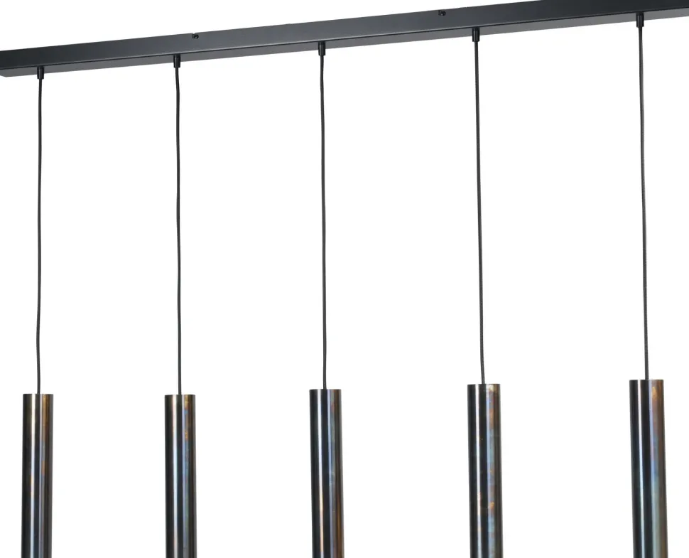 Hängelampe Metall verstellbar länglich Schwarz Öl-Effekt